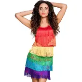 Boland jurk Rainbow Flapper dames 105 cm polyester