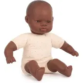 Miniland Babypop Met Stoffen Lijfje - Afrikaans 32Cm - Met Vanillegeur - Waterdicht - 10 Maanden