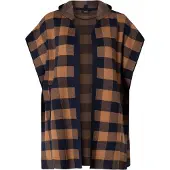 Yesta geruite poncho zwart/bruin Dames | Maat: 46