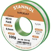 Stannol HS10-Fair Soldeertin Spoel Sn99,3Cu0,7 ROM1 100 g 0.5 mm