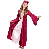Muovijalelu Kinderkostuum Renaissance Koningin Rood maat 152/164