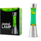 Itotal XL2346 Lampe à Lave 40 cm avec Base Argentée, Liquide Vert et Cire Jaune