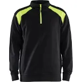 Blakläder 3353-1158 Sweatshirt bi-colour met halve rits Zwart/High Vis Geel maat L heren