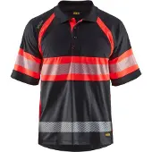 Blakläder 3338-1051 UV-Poloshirt High Vis Klasse 1 Zwart/High Vis Rood maat S heren