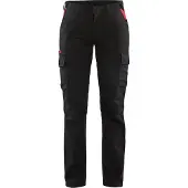 Blakläder Dames industrie werkbroek stretch/elastiek 71441832 | Zwart/Rood | Maat 42 - 7330509763544