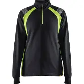 Blakläder Dames Sweatshirt halve rits Visible 34031158 | Zwart/High-Vis Geel | Maat L - 7330509815557