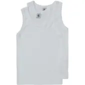 Petit Bateau Set van 2 witte debardeurs voor kleine jongens Jongens Onderhemd - Wit