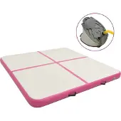 vidaXL Gymnastiekmat met pomp opblaasbaar 200x200x10 cm PVC roze