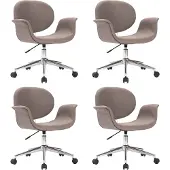 vidaXL Eetkamerstoelen 4 st draaibaar stof taupe