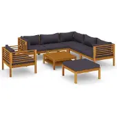 vidaXL 8-delige loungeset voor de tuin met kussens, gemaakt van massief acaciahout