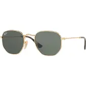 Ray-Ban Ray Ban RB3548N 001 Hexagonal Flat Lenses Goud – Metaal – Groen Klassiek G-15 – 51mm