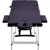 vidaXL Massagetafel inklapbaar 3 zones aluminum paars