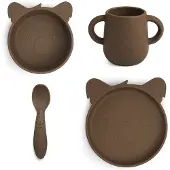 Nuuroo Kinderservies + bestek, Lykke siliconen eetset - 4 pak - Eikel