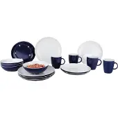 Gimex Solid Line Servies - Blauw & Wit - 16-Delig