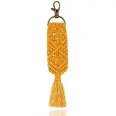 Deja Jewels Geknoopte Boho Sleutelhanger Handgemaakt Geel van Katoen en Metaal