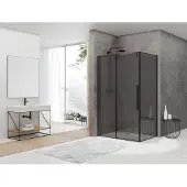 Van Rijn ST06 douchecabine met 120cm softclose deur en rookglas matzwart 120x90cm