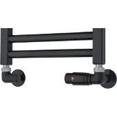 TVS Design Valves 220 aansluitset haaks rechts zwart