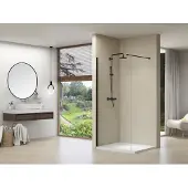 Van Rijn ST01 inloopdouche met helder glas 90x200cm zwart mat