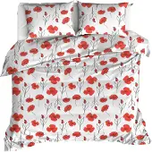 MOODIT Dekbedovertrek Odil Papaver Poppy Red-200 x 200 / 220 cm | 2-Persoons