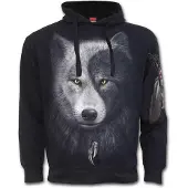 Spiral - Gothic Trui met capuchon - Wolf Chi - S tot XL - voor Mannen - zwart - Maat L