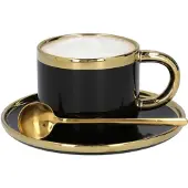 Homla Kopje met schoteltje en lepeltje SINNES Black, 250 ml