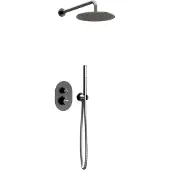 Guido Gusto Thermostatische Inbouw regendouche met wandarm 25cm douchekop gun metal