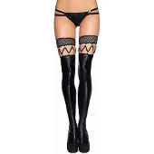 Erotic Treasure Sexy Wetlook netkousen en kousen met bandjes - Zwart