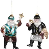 Goodwill Kerstbal-Kerstman-Ruiter Bruin-Blauw 16 cm LET OP Prijs Per Stuk