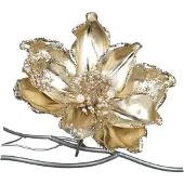 Goodwill Kerstbal-Magnolia op Klip Champagne 18 cm Voordeelaanbod Per 2 Stuks