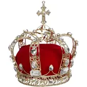 Goodwill Kerstbal-Jewel-Kroon-Piek Parel Goud-Rood Lengte 20 cm