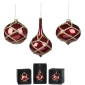 Goodwill Kerstbal Glas Rood-Goud D 16 cm Prijs per stuk