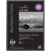 SECO fotolijst A4 - 21 x 29.7cm - zwart geborsteld aluminium - met standaard - 11mm frame - SE-ALA4-BK