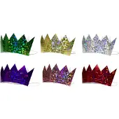 Folat - Meerkleurige Holografische Kroontjes - 6 stuks