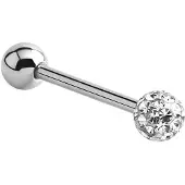 Lucardi Dames Tongpiercing barbell kristal - Piercing - Cadeau - Staal - Zilverkleurig