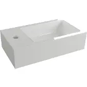 Linie Vano enkele wastafel Glanzend Wit composiet marmer 41 x 22 cm