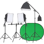 vidaXL Fotostudioset met verlichtingsset en achtergrondscherm
