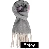 Enjoy sjaal- grijs /roze-dikke sjaal /langwerpig
