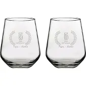 Pasabahce Gegraveerde set Drinkglazen 42,5cl Papa + Mama 5 jaar getrouwd