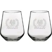 Pasabahce Gegraveerde set Drinkglazen 42,5cl Gefeliciteerd 40 jaar getrouwd
