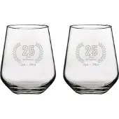 Pasabahce Gegraveerde set Drinkglazen 42,5cl Opa + Oma 25 jaar getrouwd