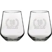 Pasabahce Gegraveerde set Drinkglazen 42,5cl Gefeliciteerd 10 jaar getrouwd