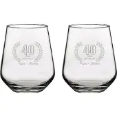 Pasabahce Gegraveerde set Drinkglazen 42,5cl Papa + Mama 40 jaar getrouwd