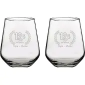 Pasabahce Gegraveerde set Drinkglazen 42,5cl Papa + Mama 12,5 jaar getrouwd