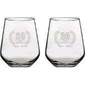 Pasabahce Gegraveerde set Drinkglazen 42,5cl Papa + Mama30 jaar getrouwd
