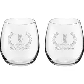 Royal Leerdam Gegraveerde set Drinkglazen 39cl Gefeliciteerd 5 jaar getrouwd