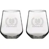 Pasabahce Gegraveerde set Drinkglazen 42,5cl Gefeliciteerd 60 jaar getrouwd