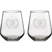 Pasabahce Gegraveerde set Drinkglazen 42,5cl Papa + Mama 10 jaar getrouwd