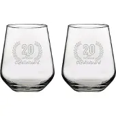 Pasabahce Gegraveerde set Drinkglazen 42,5cl Gefeliciteerd 20 jaar getrouwd