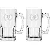 Libbey Gegraveerde set Bierpullen 1ltr Opa + Oma 30 jaar getrouwd