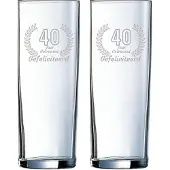 Arcoroc Gegraveerde set Longdrinkglazen 31cl Gefeliciteerd 40 jaar getrouwd
